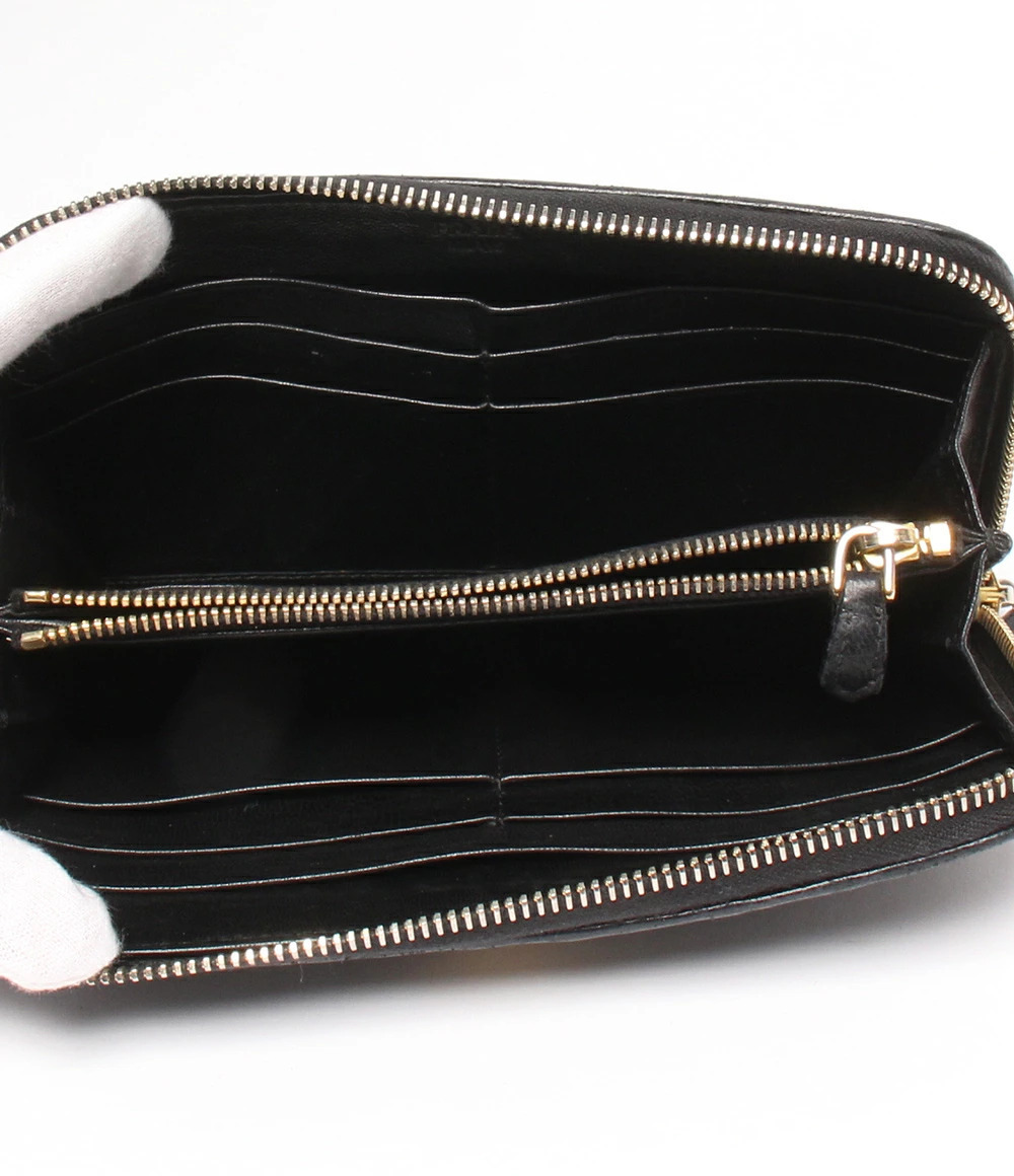 Prada Round Zip Wallet Long Black